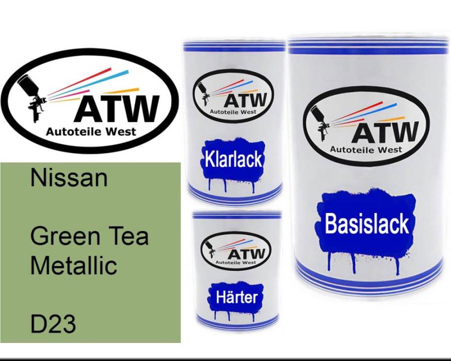Nissan, Green Tea Metallic, D23: 500ml Lackdose + 500ml Klarlack + 250ml Härter - Set, von ATW Autoteile West.